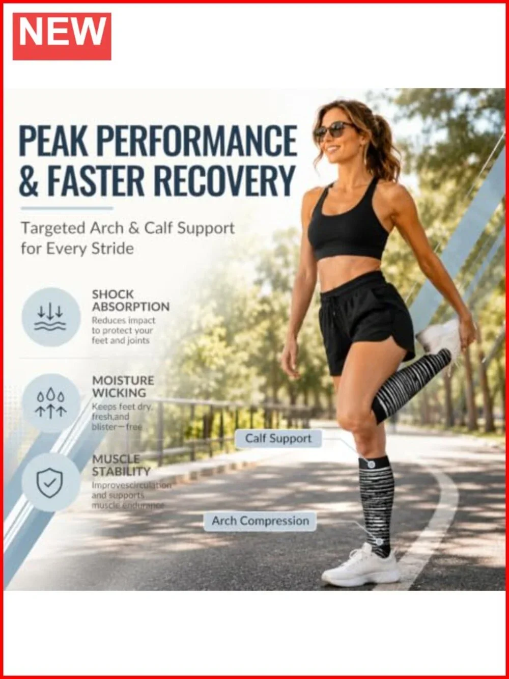 6 Pairs Copper Compression Socks for Running Recovery Knee-High